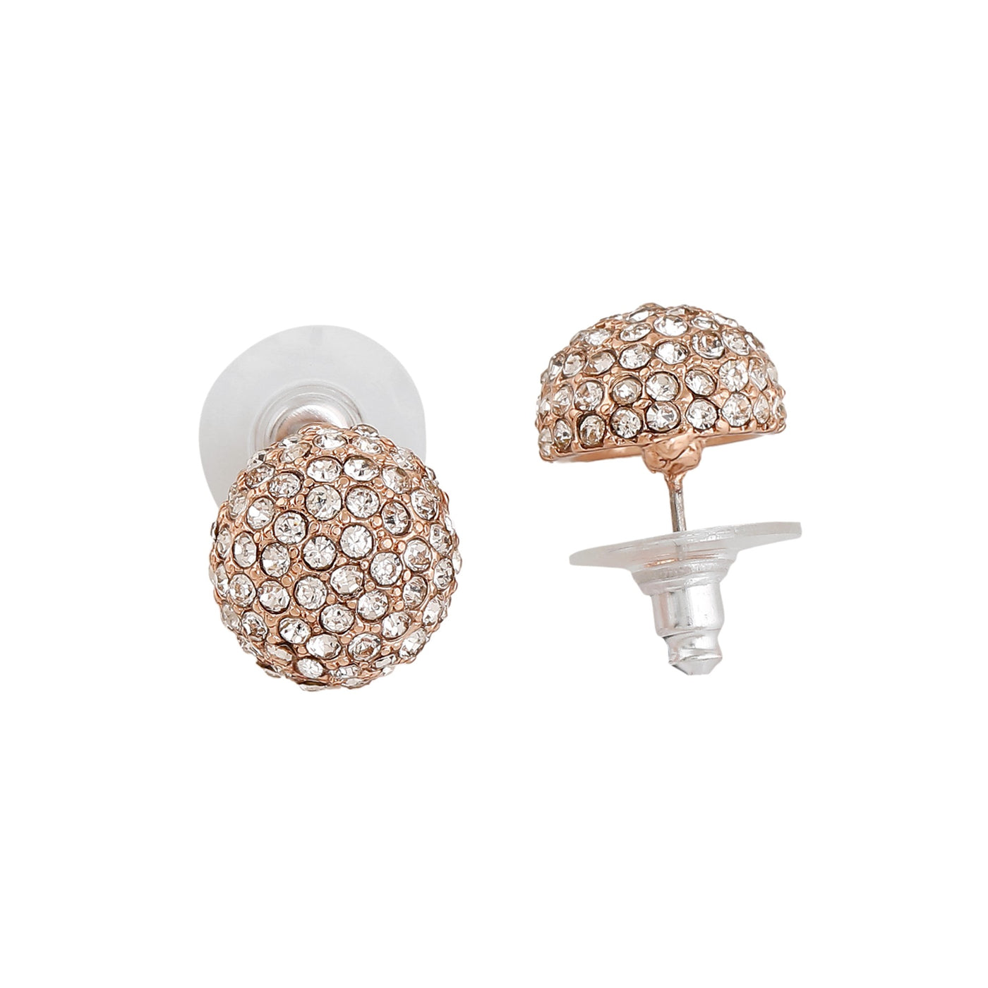 Estele Rosegold Plated Sparkling Stud Earrings with Austrian Crystals for Women