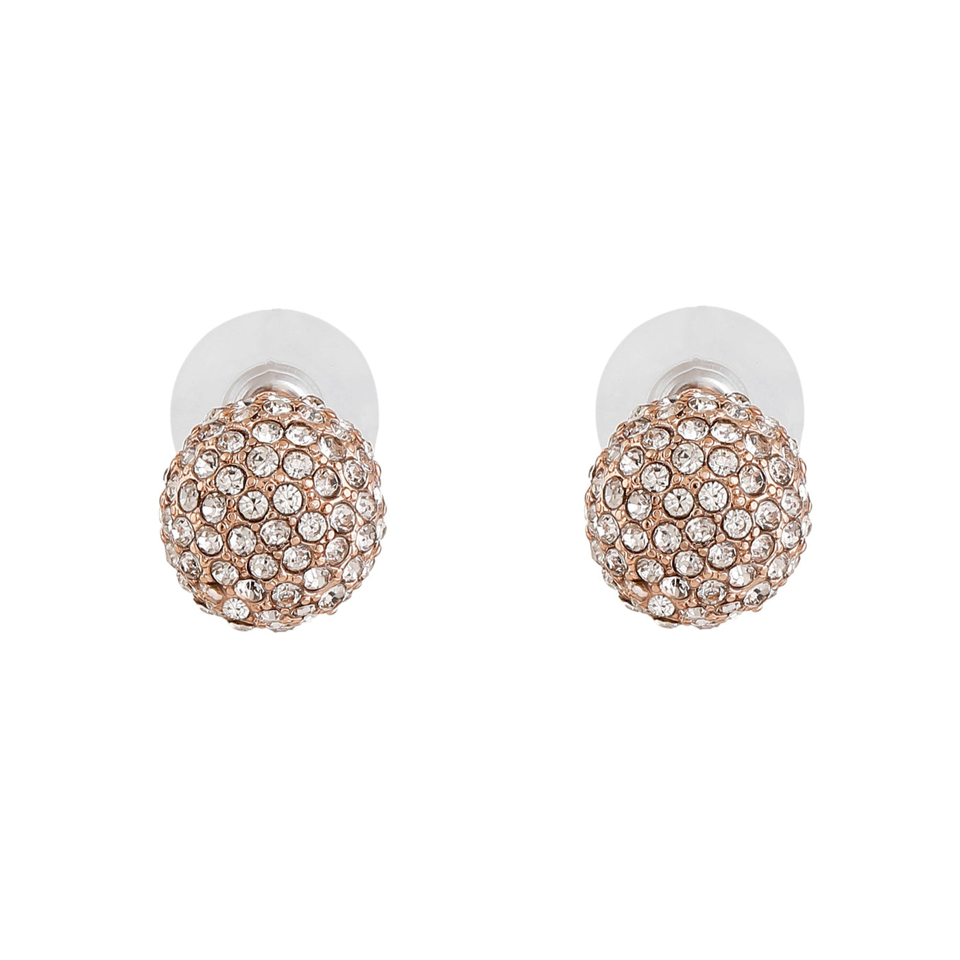 Estele Rosegold Plated Sparkling Stud Earrings with Austrian Crystals for Women