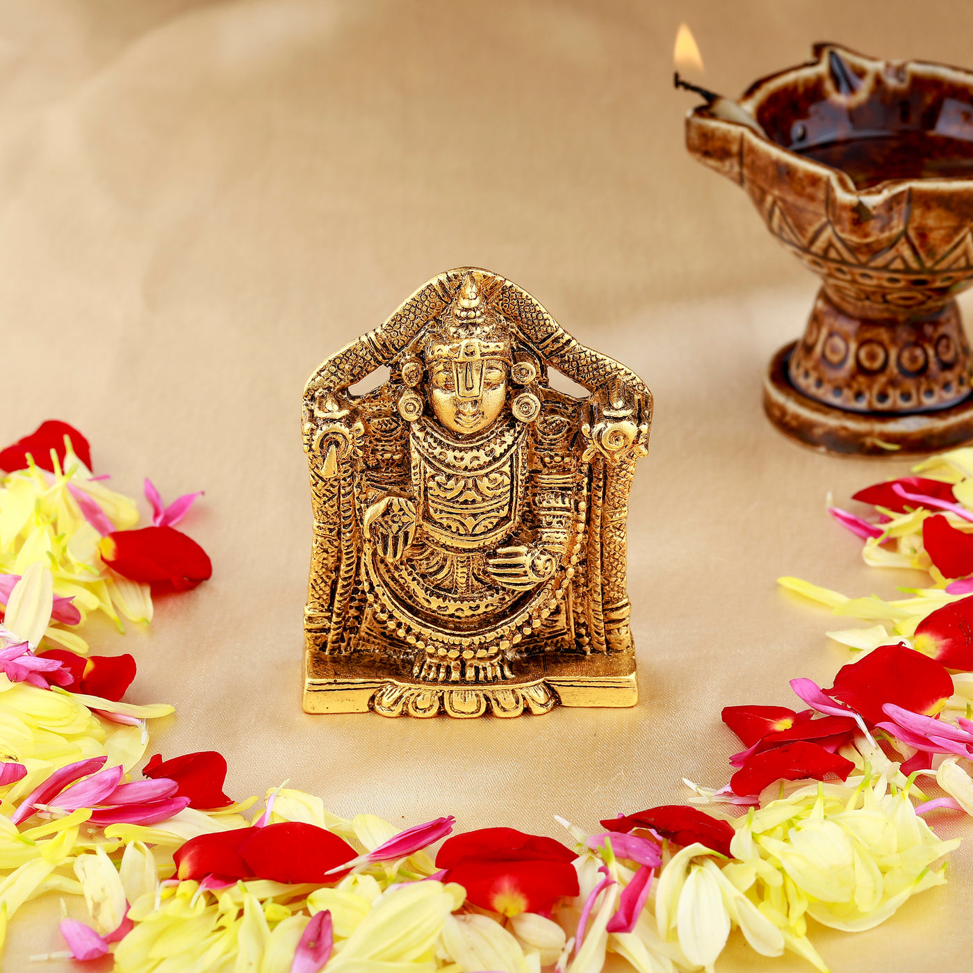 Estele Gold Plated Lord Venkateshwara (Tirupati Balaji) Idol