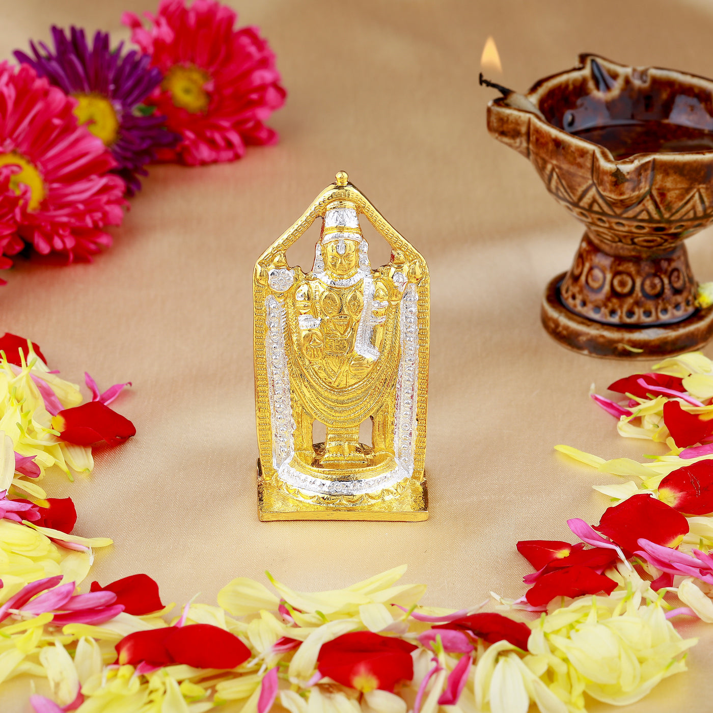 Estele Gold & Rhodium Plated Lord Venkateshwara (Tirupathi Balaji) Idol (2TN)