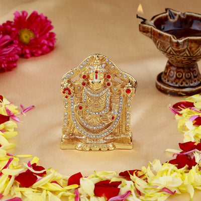 Estele Gold Plated Lord Venkateshwara (Tirupathi Balaji) Idol (05BG)
