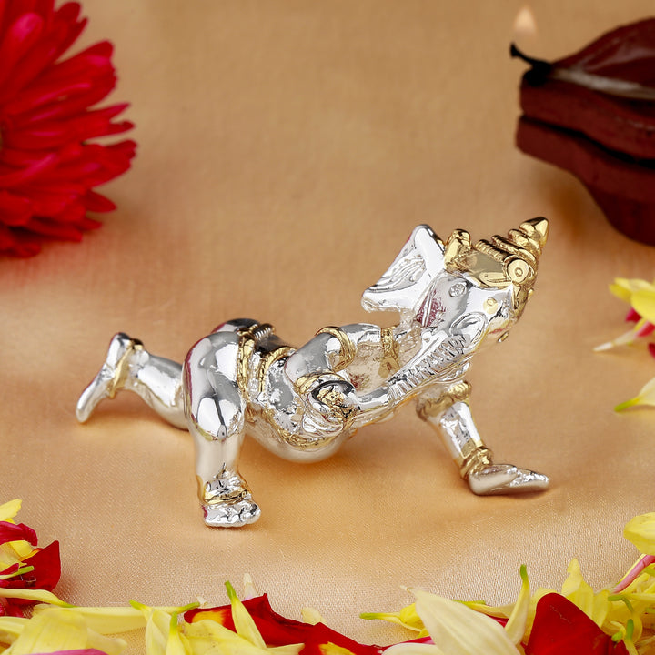 Estele Gold & Rhodium Plated Bal Ganesha Idol (2TN)