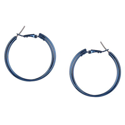 Estele Cobalt Blue Plated Bewitching Dual Circular Hoop Earrings for Women