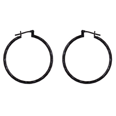 Estele Gothic Black Plated Glorious Circular Hoop Earrings for Women