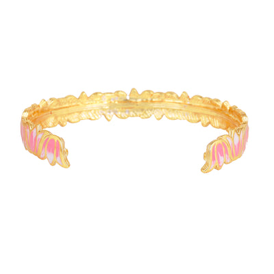 Estele Gold Plated Pink Enamelled Lotus Designer Attractive Cuff Bracelet for Girl's & Women