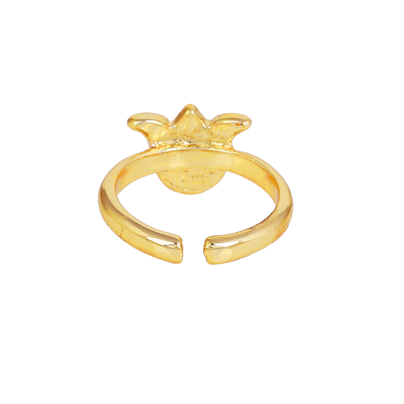 Estele Gold Plated Pink Enamelled Lotus Designer Stylish Adjustable Finger Ring for Girl's & Women