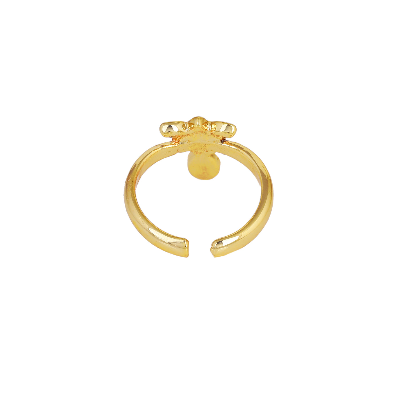 Estele Gold Plated Pink Enamelled Lotus Designer Adjustable Finger Ring for Girl's & Women