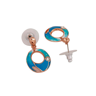 Estele Rose Gold Plated Circular Designer Necklace Set for Women