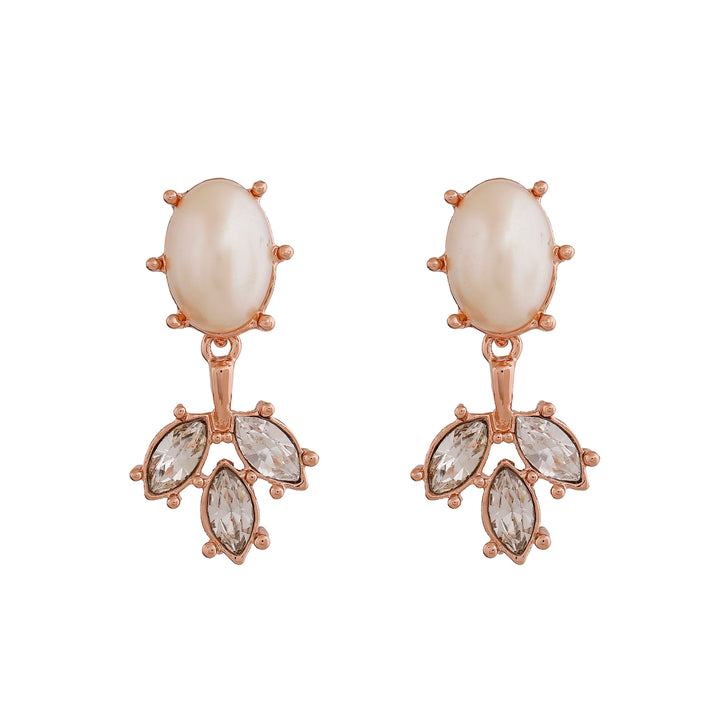 Estele Rosegold Plated Fascinating Necklace Set with Pearls for Women