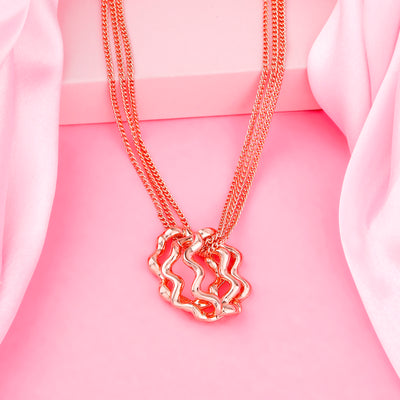 Estele Rose Gold Plated Floral Designer Pendant for Women