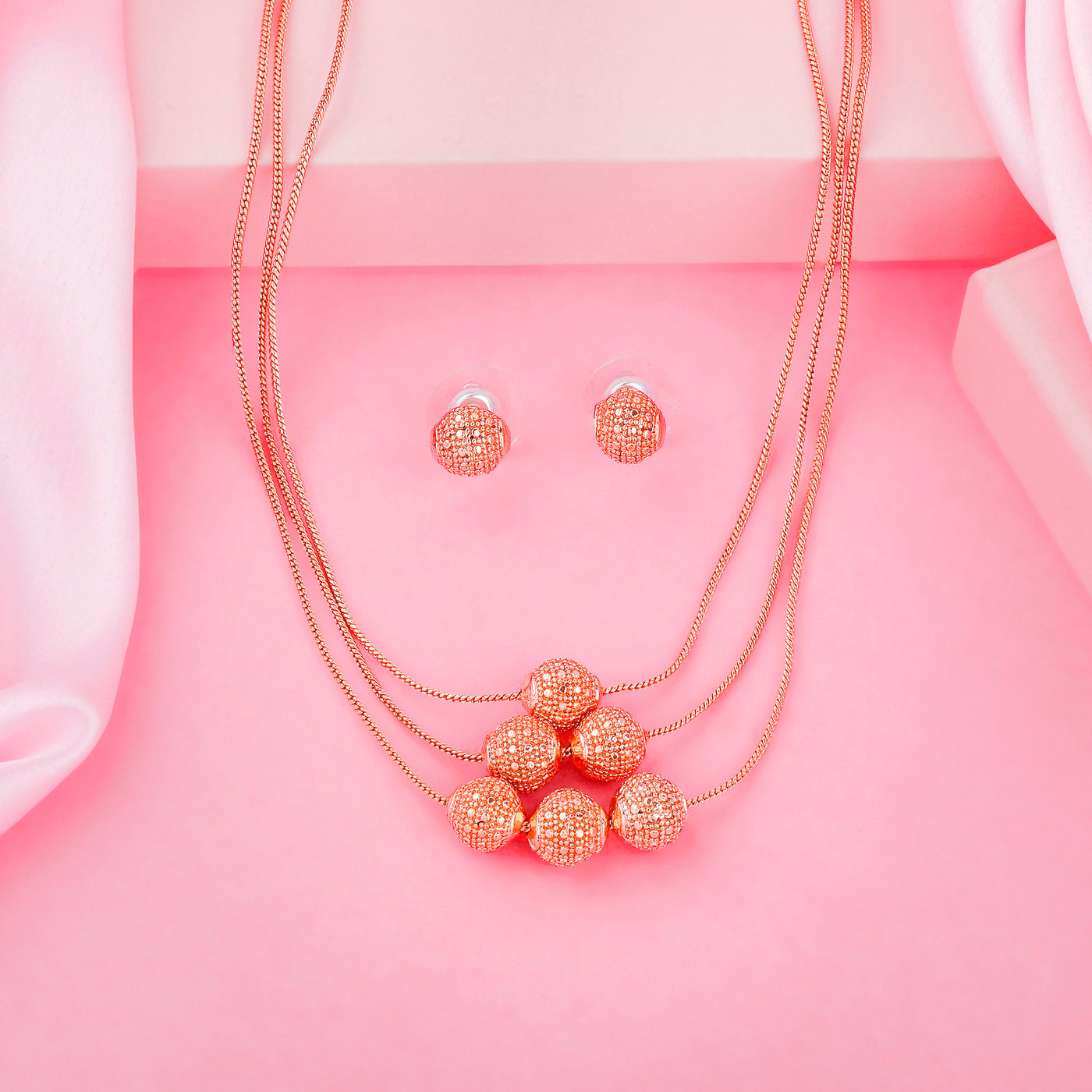 Estele Rose Gold Plated Stylish Necklace Set for Women