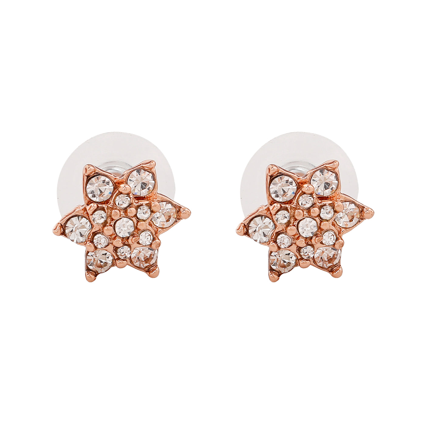 Estele Rose Gold Plated Flower Designer Necklace Set with Crystals for Women