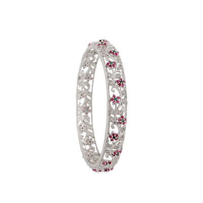 Estele Rhodium Plated CZ Fascinating Bangles with Multi-color Crystals for Women
