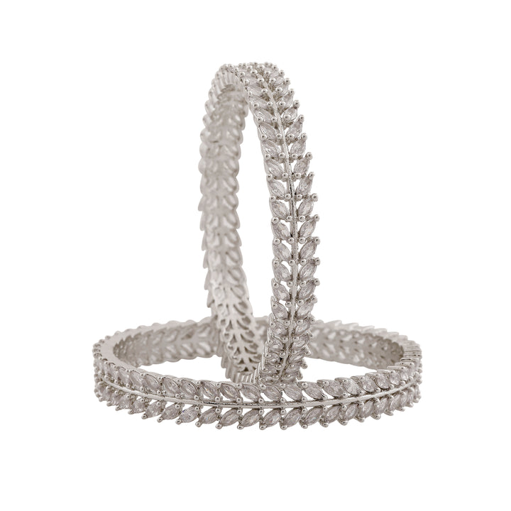 Estele Rhodium Plated CZ Sparkling Bangles for Women