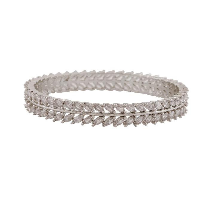 Estele Rhodium Plated CZ Sparkling Bangles for Women