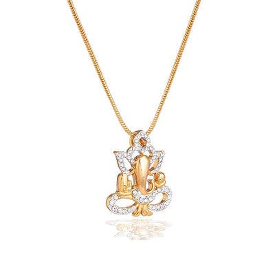 Estele Gold & Rhodium Plated Spiritual Ganesh Pendant Locket Chain for Women