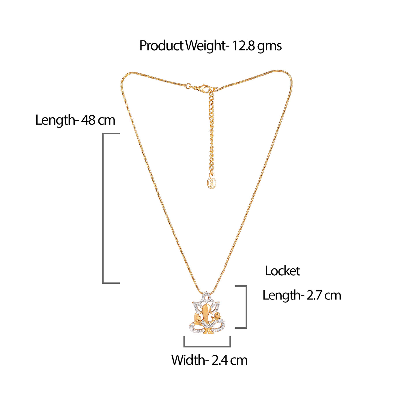 Estele Gold & Rhodium Plated Ganesh Pendant Locket Chain for Women