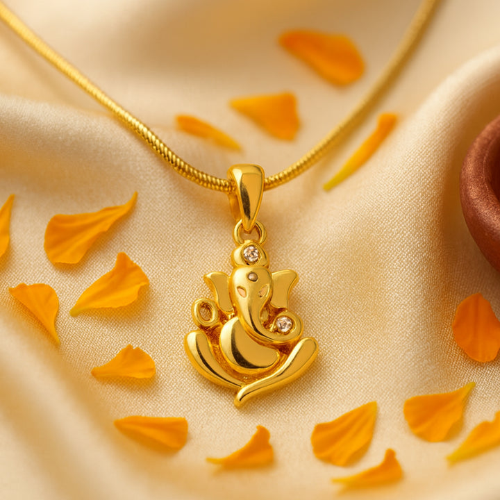 Buy Estele Gold Tone Plated Ganesh Pendant chain Online