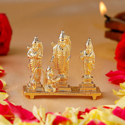 Estele Gold Plated Spiritual Ram Darbar|God Ram,Laxman,Sita & Hanuman Idol for Home/Car Decor.