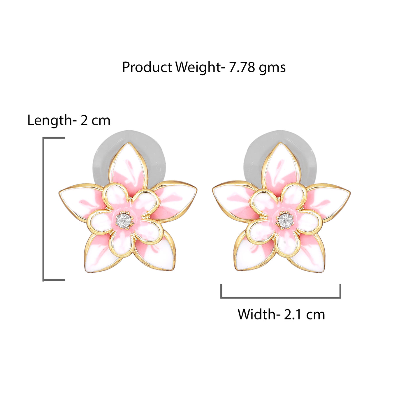 Flower Shaped White Enamel Earrings