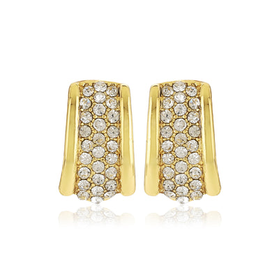 Estele Gold Plated Sparkling White Crystals Stud Earrings for Girls & Women