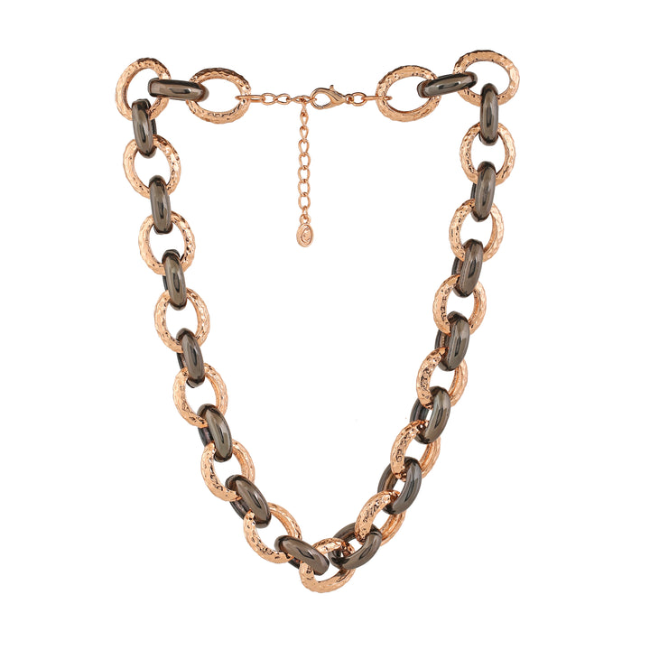 Estele RoseGold Plated intertwined Cuban Necklace set for Women
