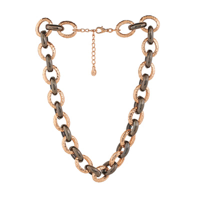 Estele RoseGold Plated intertwined Cuban Necklace set for Women