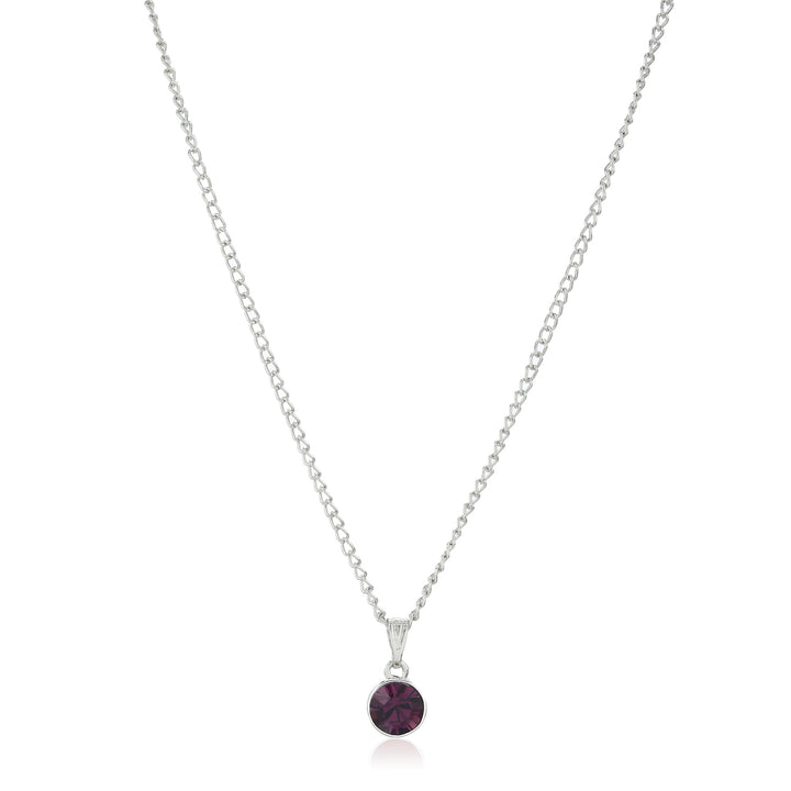 Estele - Rhodium Amethyst Pendant with Austrian Crystal for Women / Girls