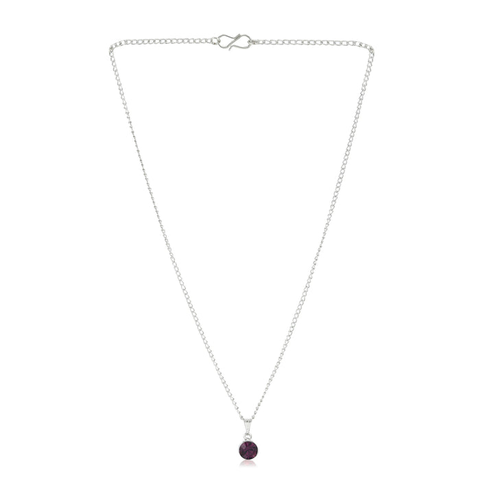 Estele - Rhodium Amethyst Pendant with Austrian Crystal for Women / Girls