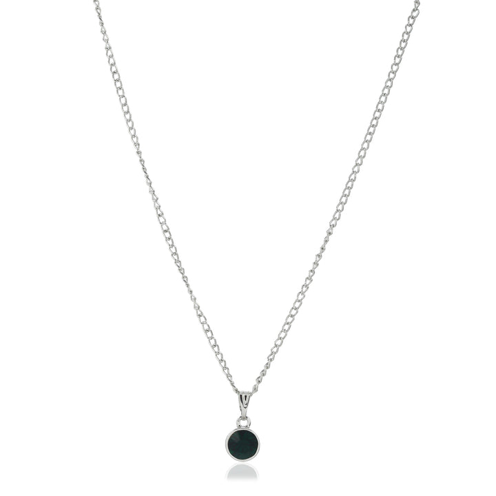 Estele Rhodium Plated Emerald Pendant with Austrian Crystals for Women / Girls