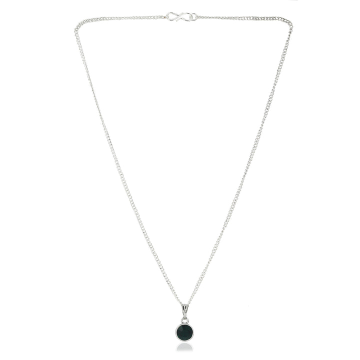 Estele Rhodium Plated Emerald Pendant with Austrian Crystals for Women / Girls
