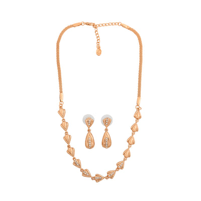 Estele Rose Gold Plated Trendy Classic Necklace set with Austrian Crystals for Women