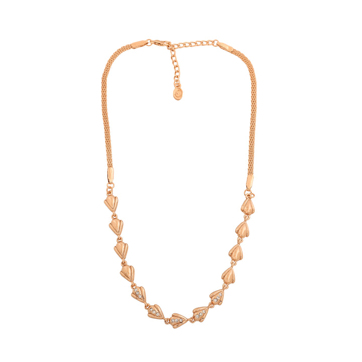 Estele Rose Gold Plated Trendy Classic Necklace set with Austrian Crystals for Women