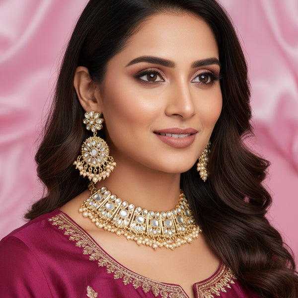 Estele - Fancy and Beautiful Kundan Necklace Set for Women