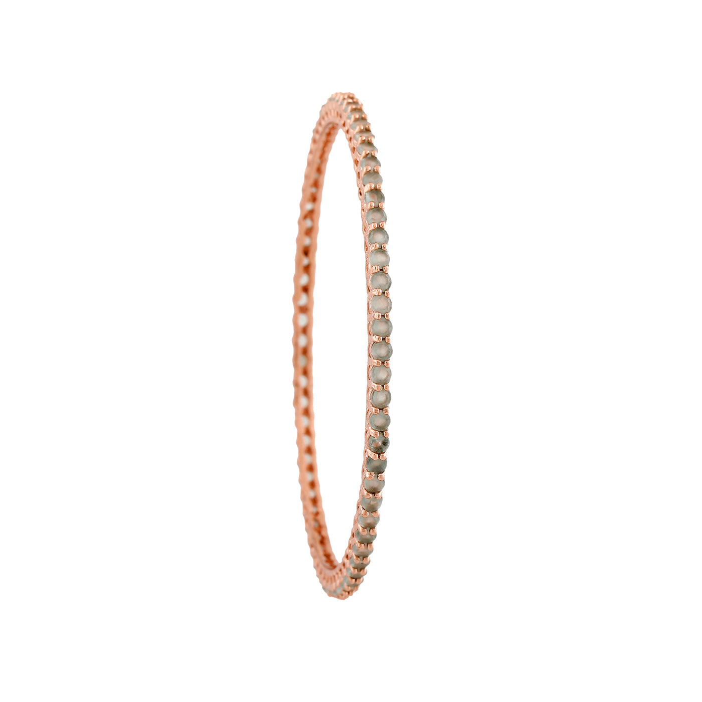 Estele Rose Gold Plated CZ Fascinating Designer Bangles with Mint Green Crystals for Women