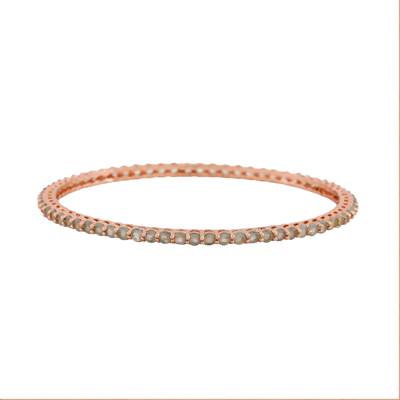 Estele Rose Gold Plated CZ Fascinating Designer Bangles with Mint Green Crystals for Women