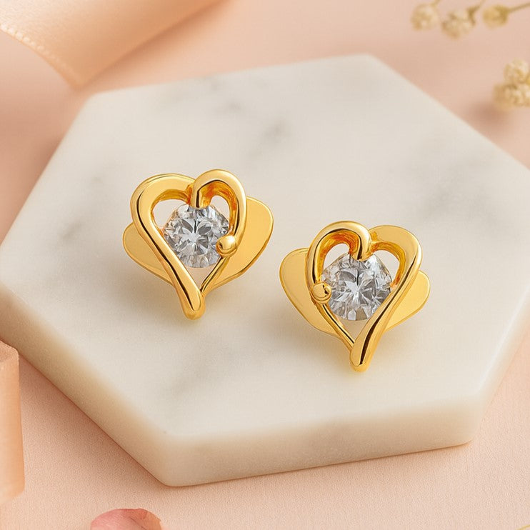 Buy Estele Gold Plated valentine Purity Heart Stud Earrings with