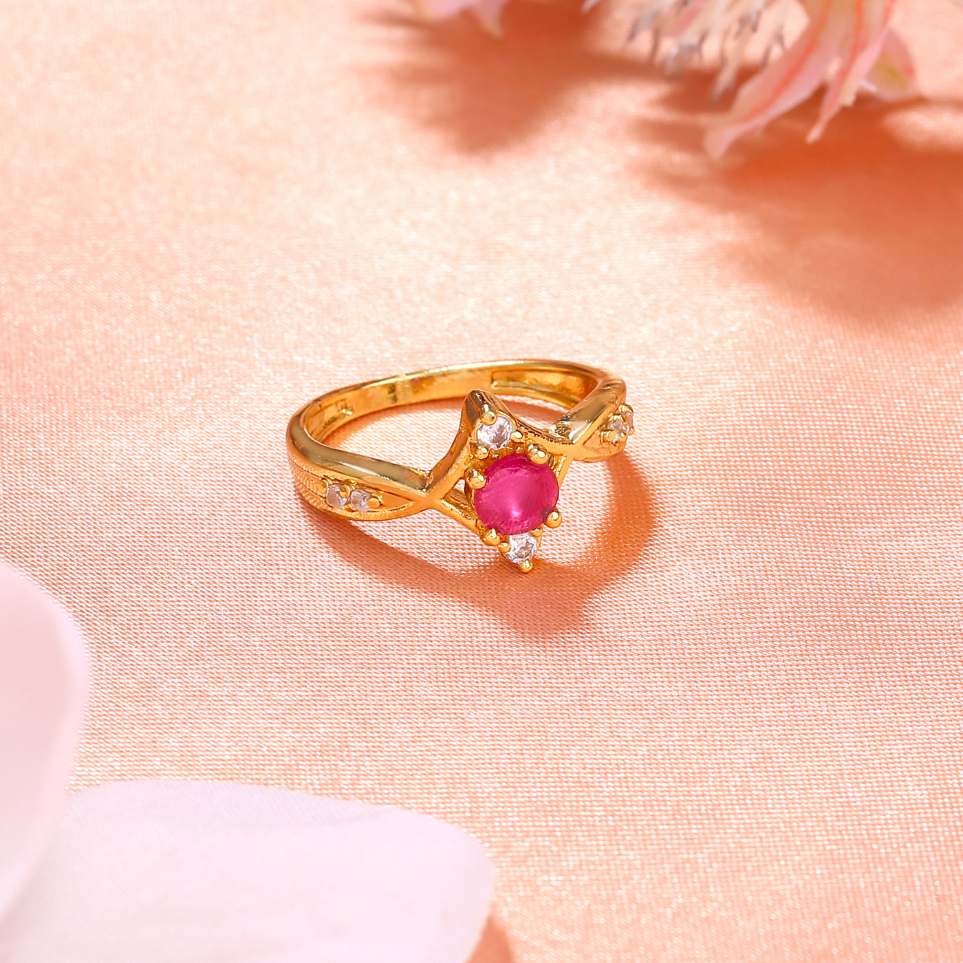 Estele Gold Plated CZ Splendid Finger Ring for Women