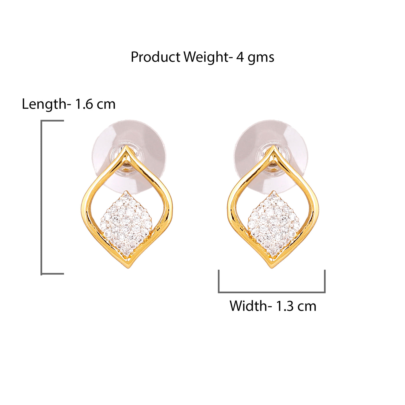 Gift Estele Gold and Silver Plated American Diamond Jyoth Stud Earrings for women