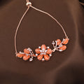 Estele Rosegold Plated Mint Orange Beads Accented Adjustable Floral Varya Bracelet|A Stylish Ornament for Trendy Women