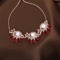 Estele Rosegold Plated Stylish Floral Designer Ruby Beaded Flexible Varya Bracelet|A Minimalist Accessory for Women