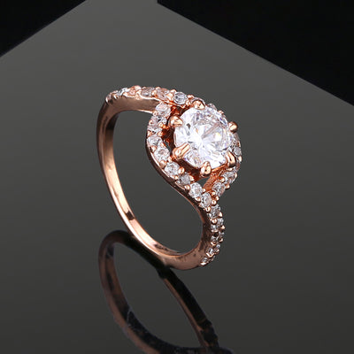 Estele Rose Gold Plated CZ Sparkling Finger Ring for Women