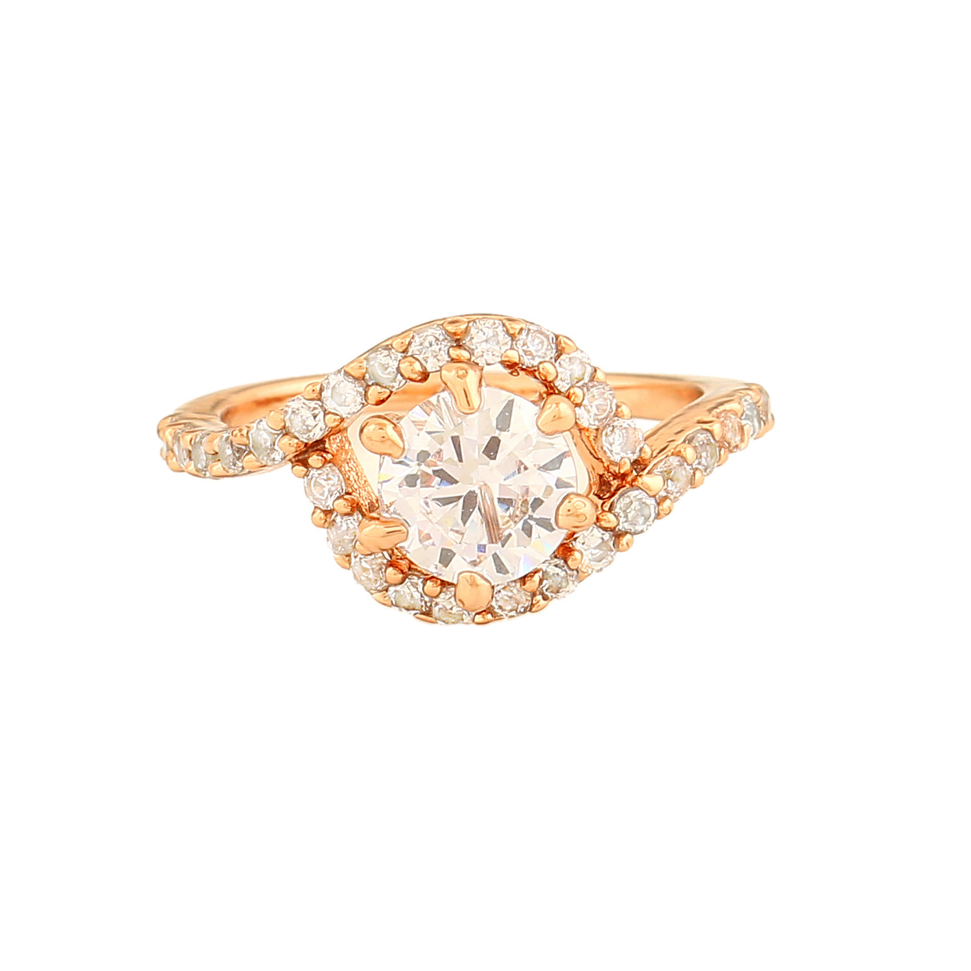 Estele Rose Gold Plated CZ Sparkling Finger Ring for Women