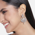 Estele Rhodium Plated CZ Gorgeous Peacock Designer Earrings for Women