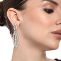 Estele Rhodium Plated CZ Shimmering Drop Designer Earrings for Women
