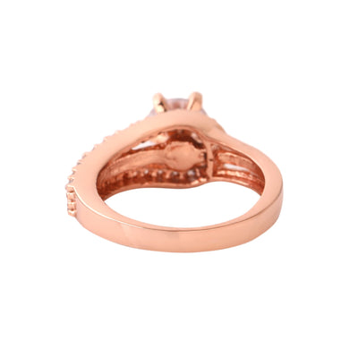 Estele Rosegold Plated CZ Beautiful Solitaire Finger Ring for Women