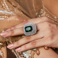 Emerald Stone Adjustable Finger Ring