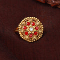 Estele Gold Plated Flower Designer Matte Finish Finger Ring with Ruby Crystals for Women(Adjustable)