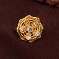 Estele Gold Plated Flower Designer Matte Finish Finger Ring with White Crystals for Women(Adjustable)