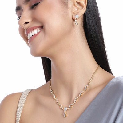 Estele Gold Plated CZ Elegant Necklace Set for Women
